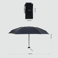 Mini Folding Umbrella Rain Women Ultralight Flat 189g Portable PARACHASE Small Girls Umbrella Sun Protection AntiUV Black Pocket