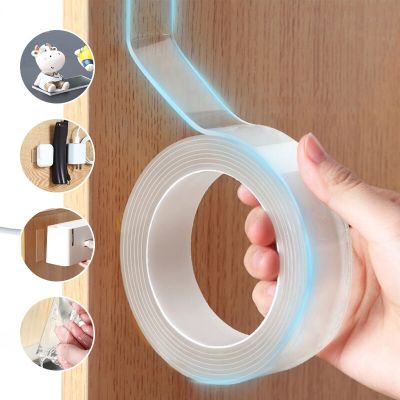 Multifunctional Double Sided Adhesive Tape Waterproof Reusable Wall Stickers Kitchen Bathroom Car Transparent Strong Sticky Glue Adhesives  Tape