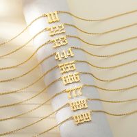 Stainless Steel Angel Number Necklaces For Women Men Gold Color 111 222 333 444 555 666 777 888 999 Necklace Pendant Jewelry Fashion Chain Necklaces