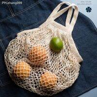 Portable Reusable Grocery Bags for Fruit and Vegetable Storage Bag Washable Cotton Mesh String Organic Organizer Shopping Bags