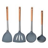 1Pc Non-Stick ซิลิโคนเครื่องครัวไม้ Slotted Spatula Skimmer ช้อนซุป Ladle ทำอาหารพลั่วครัว Gadgets อุปกรณ์เสริม