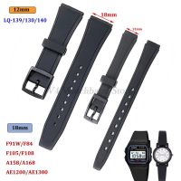 ❍▣☌ สายนาฬิกา 18 มม. สำหรับ Casio F91W F84 F105108 A158/A168 AE1200 AE1300 สร้อยข้อมือ Soft Resin12มม. สายรัดข้อมือสำหรับ LQ-139 LQ130 LQ140