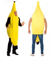 Adult Unisex Funny Cosplay Banana Suit Yellow Costume Light Halloween Dress Up Fruit Fancy Party Festival Dance Stage Show