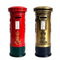 Retro Britain London Bronze Red Mailbox Money Piggy Bank Saving Box For Coin Travel Souvenir Home Decor Gift Craft 18CM Jar