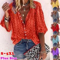 【JH】 European and foreign trade womens wish spring autumn single-breasted printed long-sleeved loose lapel top