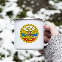 【CW】DIY Russian national emblem Enamel Cup VKS Coffee Cup 11oz Fun Ceramic Coffee Tea Cocoa Cup Handle Tea Cup Fan Drink Cup