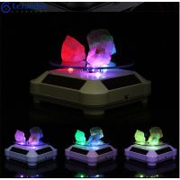 Lezandra【ready Stock】Solar Powered 360จอแสดงผลหมุนได้องศาขาตั้งที่มีสีสันไฟ LED Turntable ขาตั้งจอแสดงผลสำหรับนาฬิกาแฟชั่นแหวนตกแต่ง