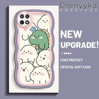 Chenyyka เคสสำหรับ เคสสำหรับ A15 OPPO A35 A15s 4G เคสลายการ์ตูนไดโนเสาร์น่ารักใหม่ Colour Macaron เวฟบอร์เดอร์กันกระแทกแบบใสนิ่มเคสมือถือโปร่งใสลายกล้องถ่ายรูปที่สร้างสรรค์เคสซิลิกาเจลฝาครอบป้องกัน