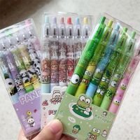 6pcs Set Kawaii Pens Black Ink Gel Pen Cute Panda Pen Aesthetic Stationery Pretty Pens Ballpoint Pen School Supplies Korean Pens