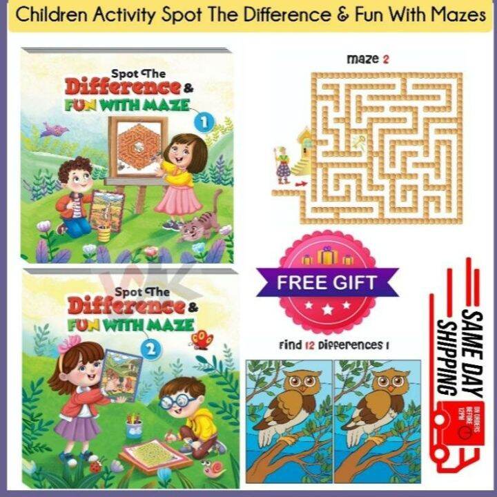 Spot The Difference And Fun With Mazes Puzzle Book Buku Maze Find