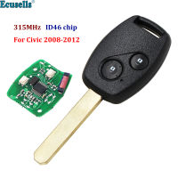 Oibwye 2กุญแจรีโมทปุ่ม Fob 315MHz พร้อมชิป ID46สำหรับ Honda CIVIC 2008-2012กุญแจจุดระเบิด