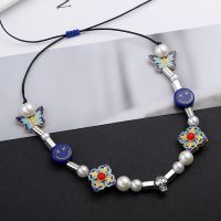 [COD] Same style dice pearl necklace cloisonne butterfly face sweater chain national tide hip-hop for men and women