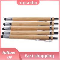 RUPANBO039392692 2 in 1 ปากกาลูกลื่น ไม้ไผ่ไม้ไผ่ หมึกสีดำ ปากกาสไตลัสสัมผัส แพ็คละ5ชิ้น ปากกาที่ยั่งยืน ออฟฟิศสำหรับทำงาน