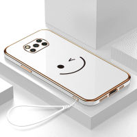 เคส POCO X3 NFC Case Cartoon Smile Face สวยๆ หรูหรา 6D Plating ซิลิโคนรูปสี่เหลี่ยมกรอบโทรศัพท์เงาวาวฝาหลัง