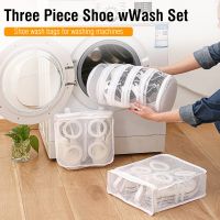 3pcs Mesh Washing Machine Shoes Bag Anti-deformation Zipper Laundry Bag Travel Shoes Clothes Storage Bags Shoes Airing Dry Tool