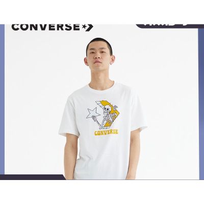 CONVERSE Converse เทรนด์บุคลิกภาพรูปแบบหัวกะโหลกเสื้อยืดแขนสั้นผู้ชายเสื้อกีฬา 10022195 WQN0 5MT8