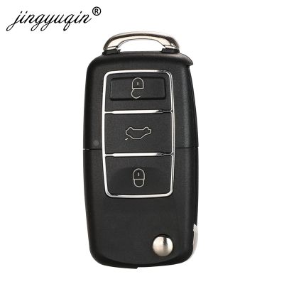 jingyuqin 10pcs 3 Button Car Remote Key Flip Folding Key Shell Case For Vw Jetta Golf Passat Beetle Skoda Seat Polo B5