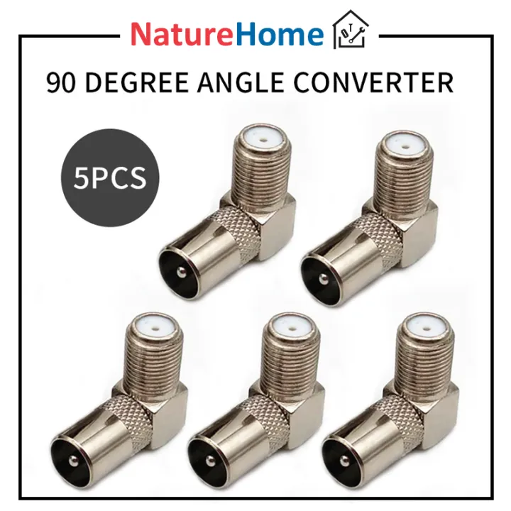 5Pcs 90 Degree Right Angled TV Cable Connector Coaxial F Female To TV