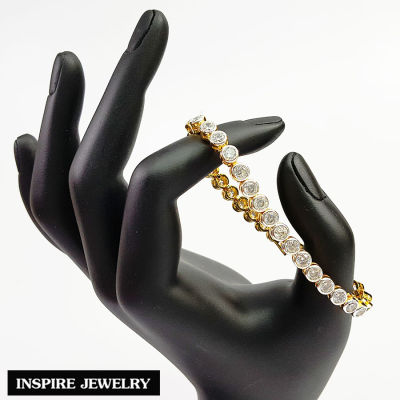 Inspire Jewelry ,สร้อยข้อมือเพชร งานจิวเวลลี่ หุ้มทองแท้ 100% 24K สวยหรู คงทน ขนาด 17CM พร้อมกล่อง