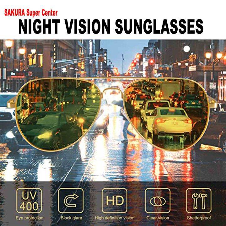 SAKURA Color Changing Night Vison Sunglass Men Women Best Night Driving ...