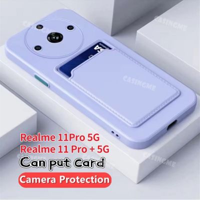 Realme 11 Pro + 5G 11Pro 5G ปลอกอ่อนซิลิโคนกระเป๋าเงินมีช่องเสียบบัตรลูกอมสำหรับ RRealme 11 Realme11 Pro 5G Realme11Pro 11Pro บวก11Pro + 2023กล้องปกป้องเคสโทรศัพท์ฝาหลัง