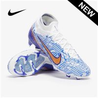 Ready Stock Original✅ NK* Mercural- Super- fly- 9 Elite- C- R- 7 F- G- Limited Edition Fashion Football Shoes Soccer Cleats Blue and White （Free Shipping）