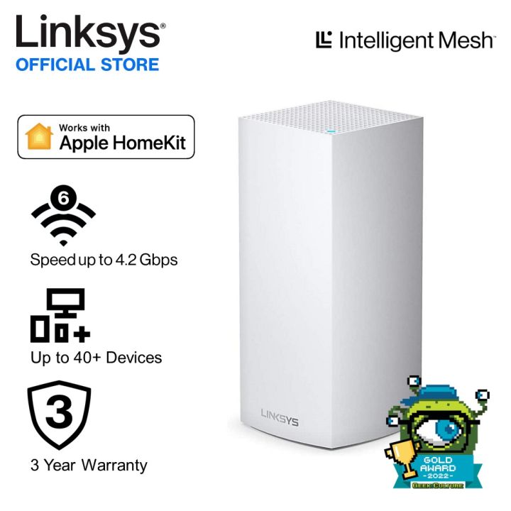 Linksys Velop AX4200 Tri-Band WiFi 6 Mesh Router (1 Pack, MX4200