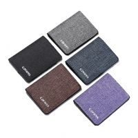 Canvas Wallet Mens Short Purse Multi Functional Card Holder Drivers License Card Bag  Couple Simple Moneybag Ultra Thin