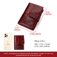 2021 Fashion Genuine Leather Women Wallet Bi-fold Money Bag Red RFID ID Card Holder Coin Purse High Quality Small Womens Purse