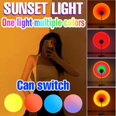 2021LED Sunset Projection Lamp USB Rainbow Ambient Light 5V Rainbow Desk Lamp LED Floor Night Light Novelty 15 Colors Photo Filter
