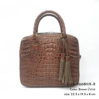 Prang Crocodile Leather Top Handle Bag Handbag กระเป๋าถือสตรี กระเป๋าผู้หญิง หนังจระเข้ C-LB-0668H/K-R