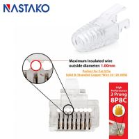 Nastako ตัวเชื่อมต่อ Rj45 Cat6 Rj45 Cat5e Rj45แจ็ค8p8c ปลั๊กแบบโมดูลาร์พร้อมบูท Rj45ขนาด6.5มม.