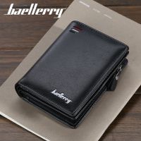 「Layor wallet」Baellerry กระเป๋าเงินแฟชั่นกระเป๋าสตางค์ชายแบบสั้น,กระเป๋าถือหนังออร์แกนอเนกประสงค์สำหรับมีซิปแบบผู้ชายกระเป๋าเก็บบัตรพร้อมช่องใส่เหรียญ