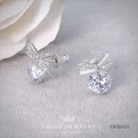 Value Jewelry ER0842 กว้าง1.3cmยาว1.3cm ต่างหู ตุ้มหู แฟชั่น ขายดี  เพชร CZ คริสตัล ไม่ลอก ไม่ดำ ไม่แพ้ บริการเก็บเงินปลายทาง