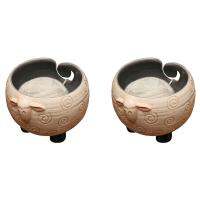 2X Sleepy Sheep Ceramic Yarn Bowl Knitting Bowl - Holds Ball of Yarn for Tangle Free Needlecrafts, 6Inch W x 4.5Inch H