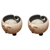 2X Sleepy Sheep Ceramic Yarn Bowl Knitting Bowl - Holds Ball of Yarn for Free Needlecrafts, 6Inch W x 4.5Inch H