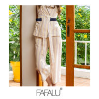 [FAFALU Kimono] Gentle Stripe Kimono Pants กางเกงขายาว 5 ส่วนกิโมโนลายทางสีครีม