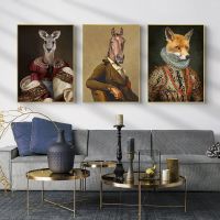 Renaissance-Inspired Animal Head Human Body Canvas Poster: Unique Wall Art For Home &amp; Living Room Decor 0921