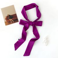 ✽卐✤ Long Skinny Scarf for Lady Neck Tie Solid Silk Hairband Foulard Female Ribbon Belt Scarves Headband Bag Decoration