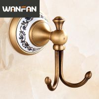 ☫♈♗ Robe Hooks European Style Antique Bronze Ceramic Robe Hook Wall Mounted Clothes Hook Coat Hook Bathroom Accessories HJ-1801F