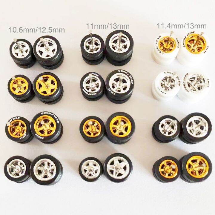 limited-time-discounts-10-sets-1-64-staggered-wheels-11-12-13mm-drag-wheel-electroplated-chrome-wheels-w-ruer-tires-for-1-64-alloy-car-models-qcar