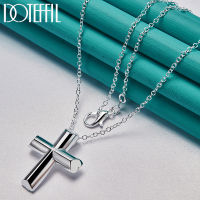 DOTEFFIL 925 Sterling Silver 18-30 Inch Chain Cross Pendant Necklace For Woman Man Fashion Wedding Engagement Party Jewelry