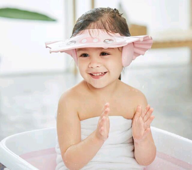 พร้อมส่ง-หมวกอาบน้ำเด็ก-กันน้ำเข้าหูกับฟองเข้าตา-ปรับระดับได้4ระดับ-หมวกสระผมเด็ก-หมวกอาบบน้ำแบบมีที่ปิดหู