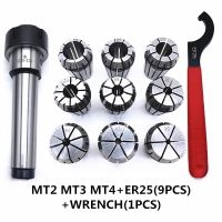 9pcs ER25 Spring Clamps + 1pcs MT2 ER25 M12 Wrench + 1PCS Collet Chuck Morse Holder Cone สําหรับ CNC Milling Lathe เครื่องมือ MT2 / MT3 / MT4