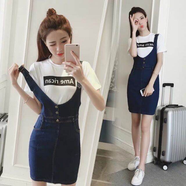 High waisted denim outlet jumper skirt