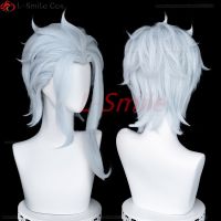 Game Genshin Impact Fatui Cosplay Doctor II Dottore Wig 30Cm Short Man Heat Resistant Hair Halloween Party Anime Wigs + Wig Cap