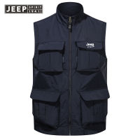 JEEP SPIRIT 2023เสื้อกั๊กผู้ชายใหม่เสื้อแจ็คเก็ตเสื้อกั๊กลำลองสะพายไหล่เสื้อกั๊กแขนกุดทันสมัย