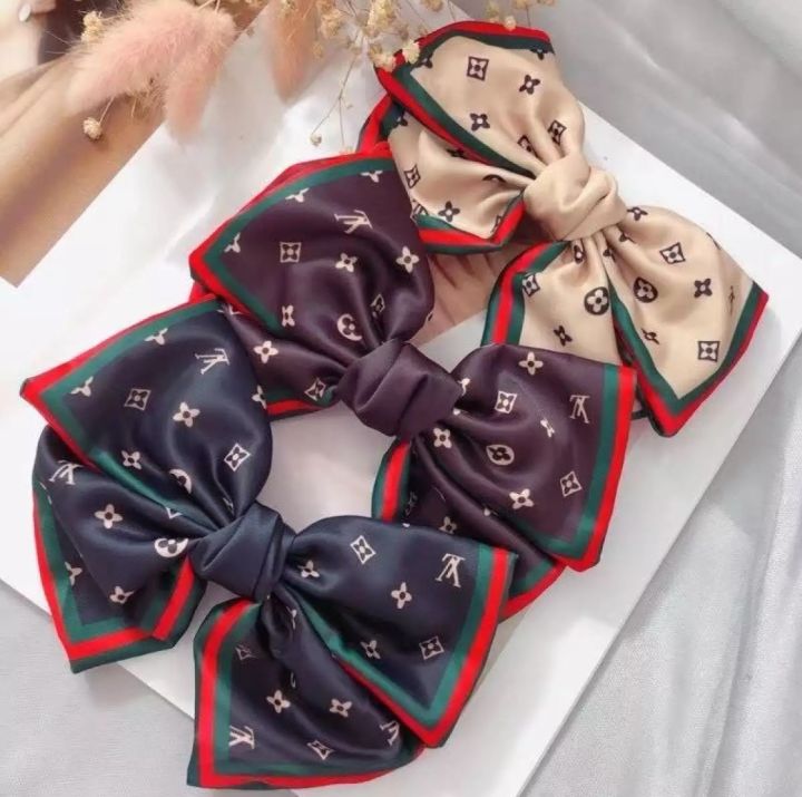 SUN SIGN】Korean Ribbon Bow Hair Clip Ponytail Big-name Fashion All-match  Hairpin Ribbons tie ties accessories for Women