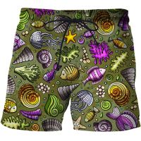 Marine Organism Shell Fish Funny Graphic Beach Pants Summer Boy Girl Kid Swim Shorts 3D Print Harajuku Style Men Surffing Shorts