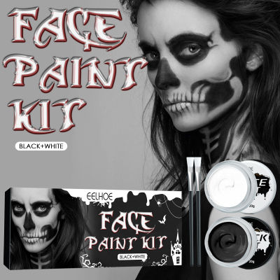 Eelhoe Face Paint Set Halloween Black And White Body Paint Body Paint Vampire Zombie Skeleton Face Makeup Paint